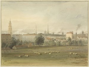 Perto de Stokes Croft com vista para o horizonte de Bristol (local da subida do balão de Sadler e Clayfield em 1810) de Thomas Leeson the Elder Rowbotham
