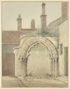 Velha Porta de Entrada da Casa Prebendal dos Claustros da Catedral de Bristol (aguarela sobre papel) de Thomas Leeson the Elder Rowbotham
