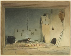 Lareira antiga na Casa da Fazenda (parte da Corte do Barr)