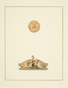 Ornamentos em cadeiras na Câmara do Conselho na Casa da Moeda, e o friso no Vestíbulo da Casa da Moeda, agora Hospital São Pedro (aguarela sobre papel) de Thomas Leeson the Elder Rowbotham