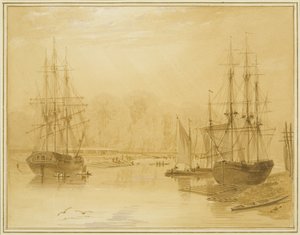Passeio de corda em Wapping, na "União" das Índias Ocidentais, à esquerda de Thomas Leeson the Elder Rowbotham
