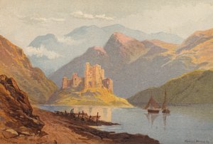 Escócia, Castelo Eilean-Donan (lito colorido) de Thomas Leeson the Elder Rowbotham