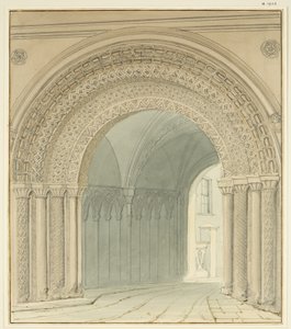 Vista sul do College Gateway, Catedral de Bristol (lápis e aguarela sobre papel) de Thomas Leeson the Elder Rowbotham
