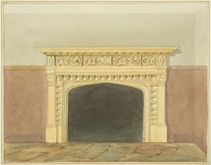 O Sol Nascente, Vala do Castelo, peça de chaminé (aguarela sobre papel) de Thomas Leeson the Elder Rowbotham