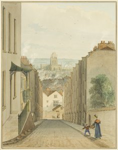 Vista do topo da Rua Lodge (aguarela sobre papel) de Thomas Leeson the Elder Rowbotham