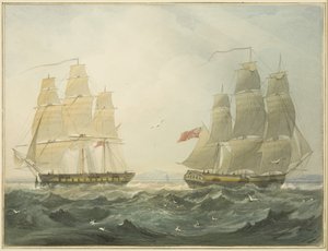 A "União" e a "Ann" de West Indiaman a subir o Canal de Bristol de Thomas Leeson the Elder Rowbotham
