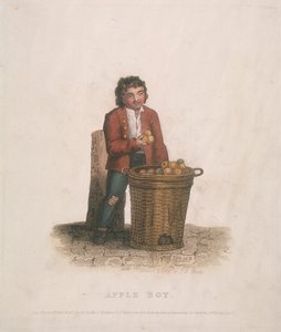 Vendedor de maçã com uma grande cesta de frutas, 1820