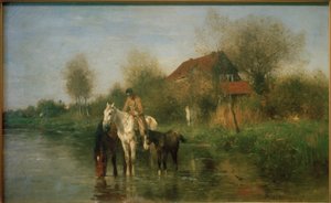 Cavalos na água de Thomas Ludwig Herbst