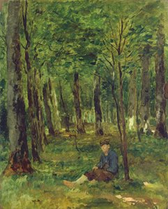 Jovem agricultor sentado na floresta, 1878 (óleo sobre papel colocado na tela)