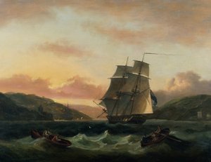 Um Brigantine em Full Sail no Porto de Dartmouth