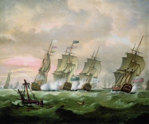 Almirante Sir Edward Hawke derrotando o Almirante M. de Conflans no Golfo da Biscaia