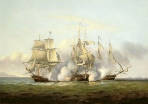 HMS Gore em ação com os franceses Brigs &39;Palinure&39; e &39;Pilade&39; (ver também 197354)