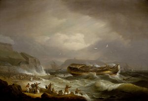 Naufrágio do navio comercial "Dutton", da Companhia das Índias Orientais, em frente a Plymouth, Inglaterra, a 26 de janeiro de Thomas Luny