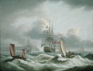 Dois Decks deitado fora da cabeça da baga (óleo sobre tela) de Thomas Luny