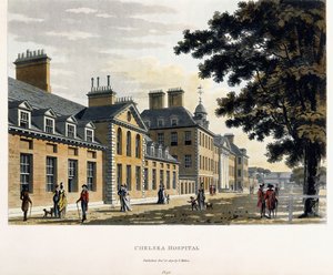 Hospital de Chelsea, de "Um passeio pitoresco pelas cidades de Londres e Westminster ilustradas", 1792-1801