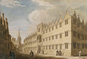 Oriel College, Oxford, com a Igreja de Santa Maria à Distância,