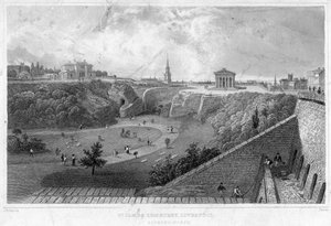 St James Cemetery, Liverpool, olhando para o norte, século XIX. de Thomas Mann Baynes