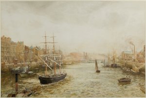O cais, Newcastle (aguarela sobre papel)