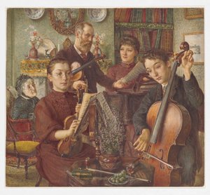 Retrato de grupo de Alfred Rooke e sua família em sua casa em Mount Park, Ealing, 1891-92 (wc no papel)