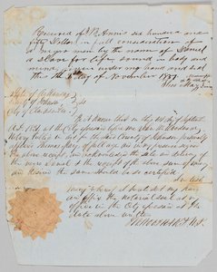 Nota fiscal de venda de um homem chamado Daniel para Jerome B. Annis, 1º de novembro de 1851. de Thomas May