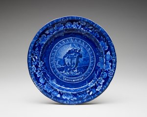 Placa, c. 1826-1835 (faiança esmaltada com chumbo com impressão de transferência) de Thomas Mayer