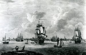 Vista de Charles Town, a capital da Carolina do Sul na América do Norte, gravada por Pierre Charles Canot