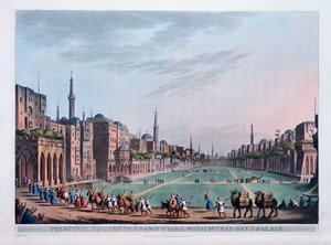 Praça Principal no Grande Cairo, com o Palácio Murad Beys, 1801 de Thomas Milton