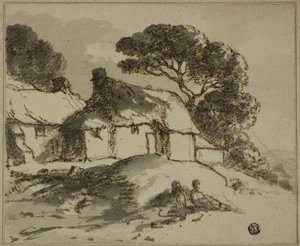Casas de campo e árvores na encosta