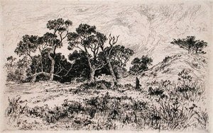 Um Vento do Sul e um Céu Nublado Proclamam-na uma Manhã de Caça (gravura) de Thomas Moran
