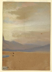 Desenho, Planícies americanas com cordilheira à distância, antes de 1872 de Thomas Moran