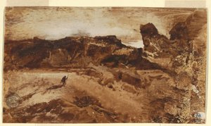 Desenho, No Deserto, Arizona, 1878 de Thomas Moran