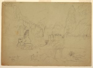 Desenho, O Canyon do Rio Virgin, Utah do Sul, 1873 de Thomas Moran