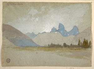 Desenho, Os Tetons, Idaho, 1879 de Thomas Moran