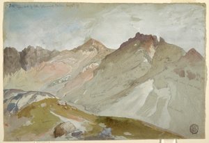 Desenho, The Upper End of Little Cottonwood Canyon, Wasatch Range, perto de Ogden, Utah, 13 de agosto de 1879 de Thomas Moran
