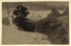 Desenho, Vista dos Tetons, Wyoming, 1874 de Thomas Moran