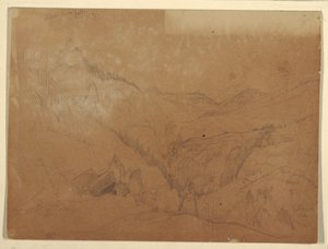 Desenho, Yellowstone, Acima de Tower Falls, 1871 de Thomas Moran