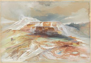 Fontes termais do rio Gardiner, Yellowstone de Thomas Moran