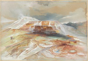 Fontes termais do rio Gardiner, Yellowstone de Thomas Moran