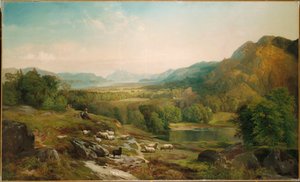 Cuidando do rebanho, c.1867 de Thomas Moran