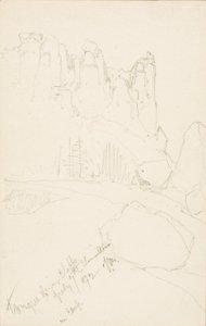 Tongue River Cliffs (no acampamento) de Thomas Moran