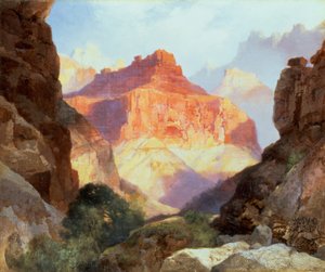 Sob o muro vermelho, Grand Canyon do Arizona, 1917 de Thomas Moran