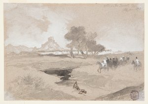 Waterhole no deserto, Utah de Thomas Moran