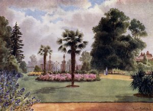 Kew Gardens: As Palmeiras e Portão Principal (cor litho) de Thomas Mower Martin