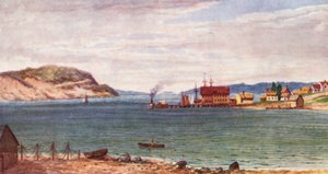 Port Hawkesbury, no estreito de Canso, Cabo Bretão (litografia a cores)