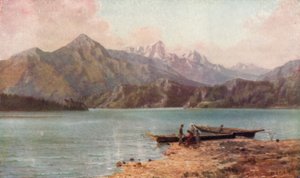 As Montanhas Cascata (cor litho) de Thomas Mower Martin
