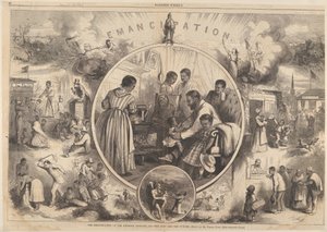 Emancipação do Negro - O Passado e o Futuro da Harpers Weekly, 24 de Janeiro de 1863. de Thomas Nast