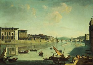 Vista para o Arno com a Ponte alle Gracie, Florença,