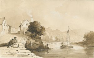 Arley - River Severn: desenho em sépia, 8 de setembro de 1837 de Thomas Peploe Wood
