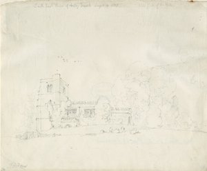 Igreja Arley: desenho a lápis, 4 de setembro de 1837 de Thomas Peploe Wood