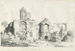 Biddulph Hall (antigo): desenho a bico de pena de Thomas Peploe Wood
